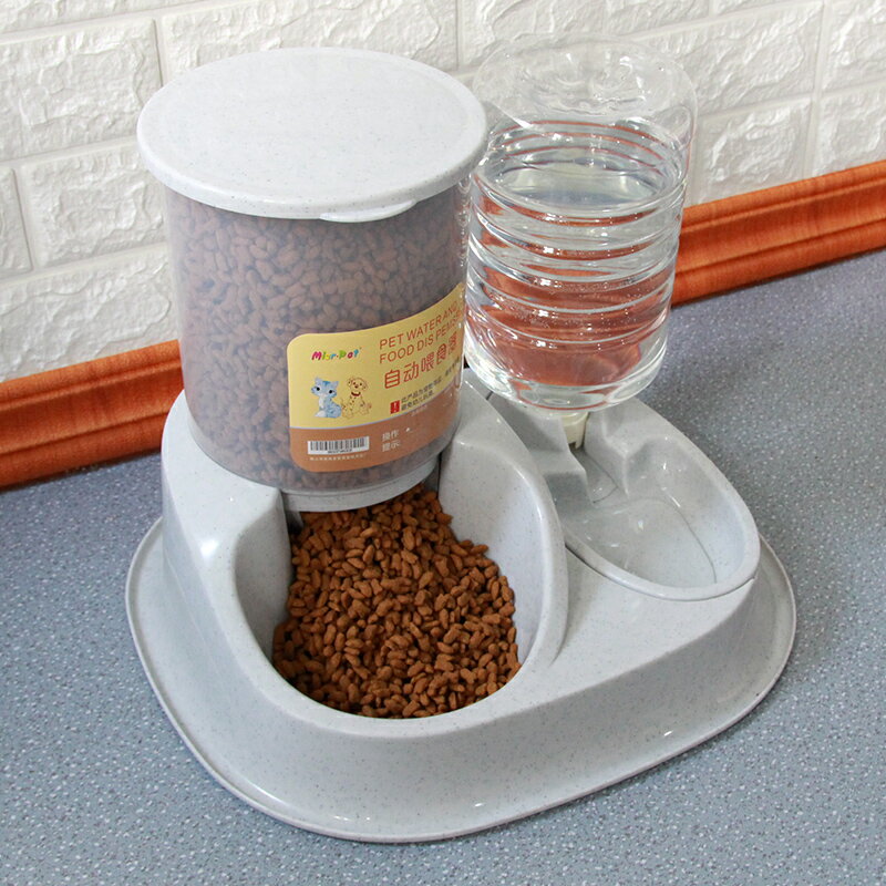 寵物餵食器 二合一餵食器 自動餵食器 自動喂食器貓投食狗飲水機自助定時寵物貓糧狗糧食盆二合一體咪量【CM23299】