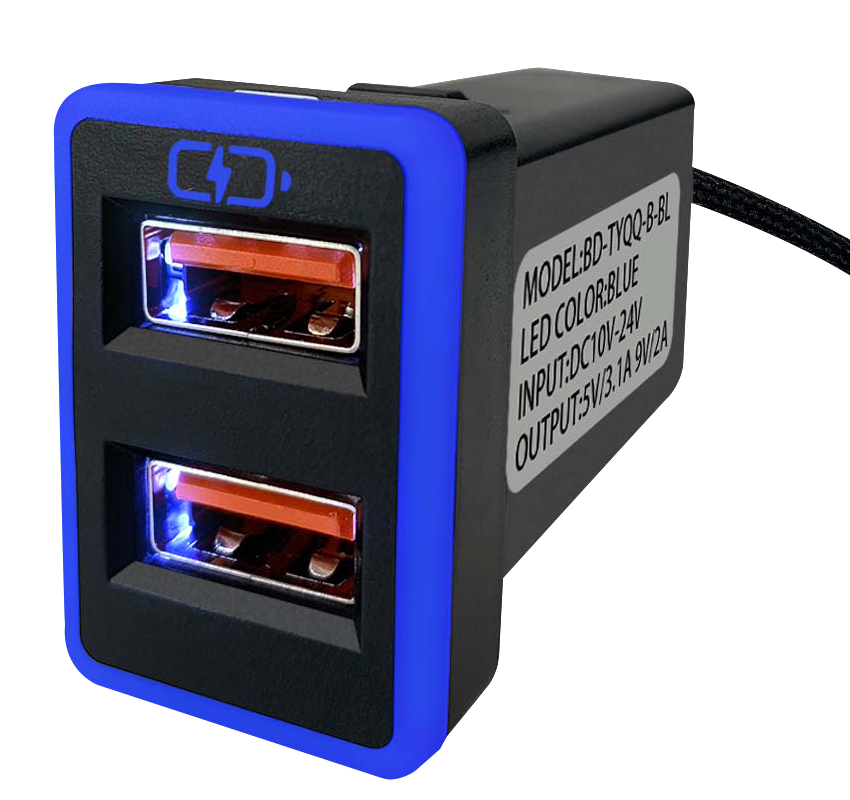 TOYOTA豐田崁入式車充 中型款雙USB 免挖孔3.0快充「附翹棒」 0