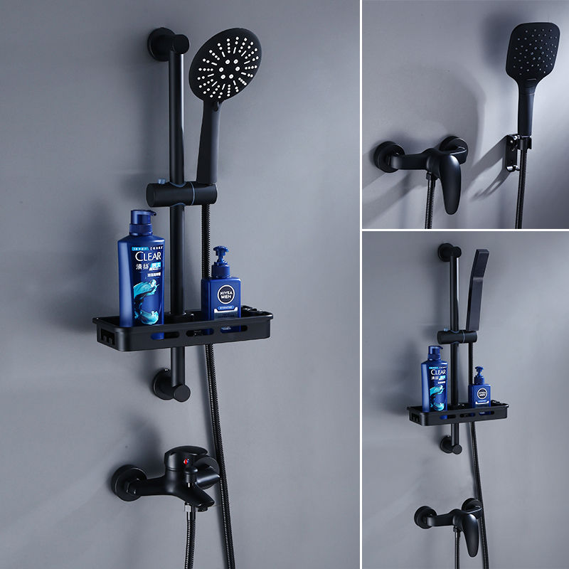 全銅黑色淋浴花灑套裝  浴室歐式簡易自潔花灑 衛生間浴缸龍頭