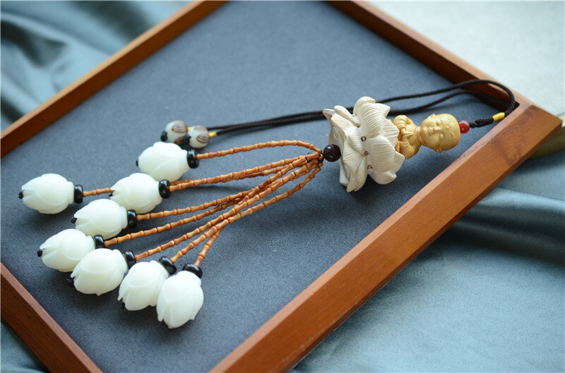 辰跡原創葫蘆玉蘭花多寶手工編織車掛材料包成品掛件