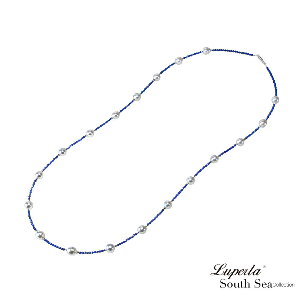 大東山珠寶 天然不規則南洋珠青金石寶石切割優雅長鍊 76CM