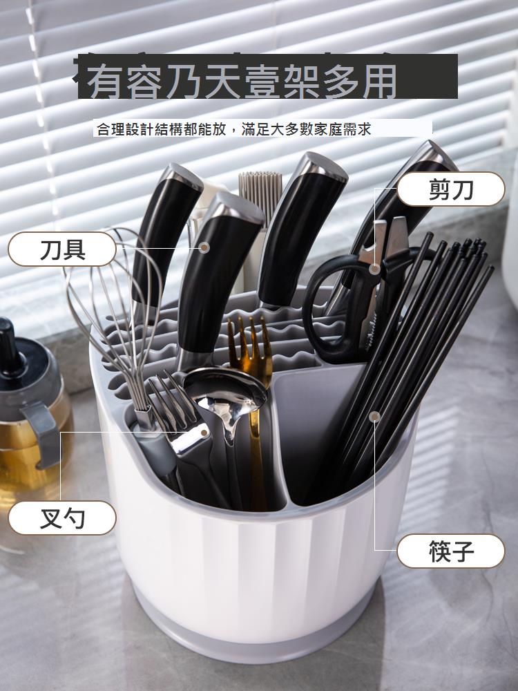 廚房旋轉刀架置物架筷子筒刀具一體收納盒家用臺面多功能菜刀架子