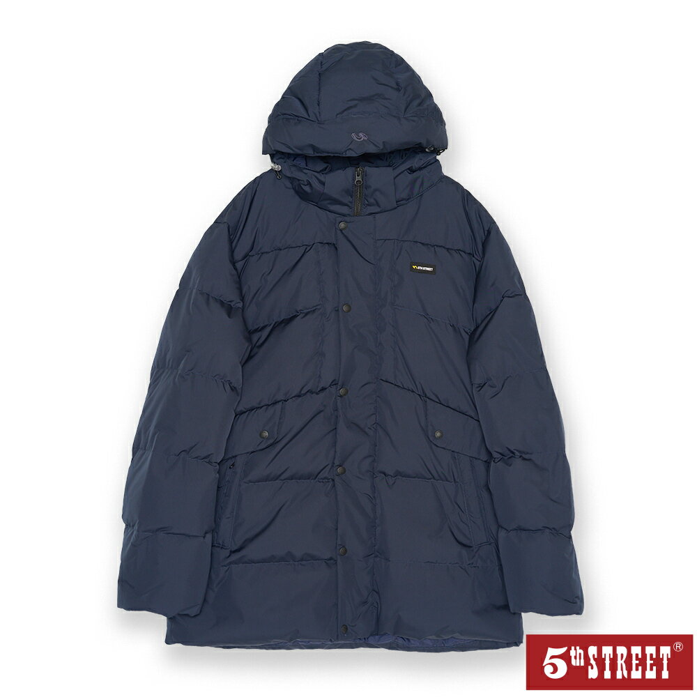 男裝 中長版 羽絨外套 丈青 (510625) 【5th STREET】【APP下單天天10%回饋】 治裝激推 最高折426