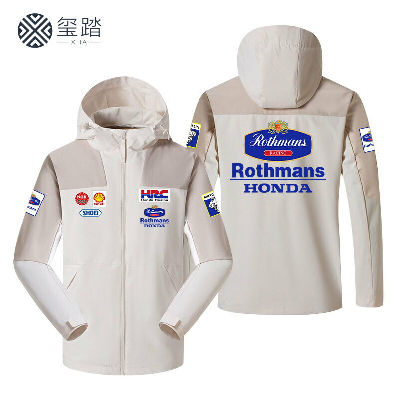樂福門Rothmans本田聯名款復古機車摩托車騎行服夾克冬季沖鋒衣【北歐居家生活】