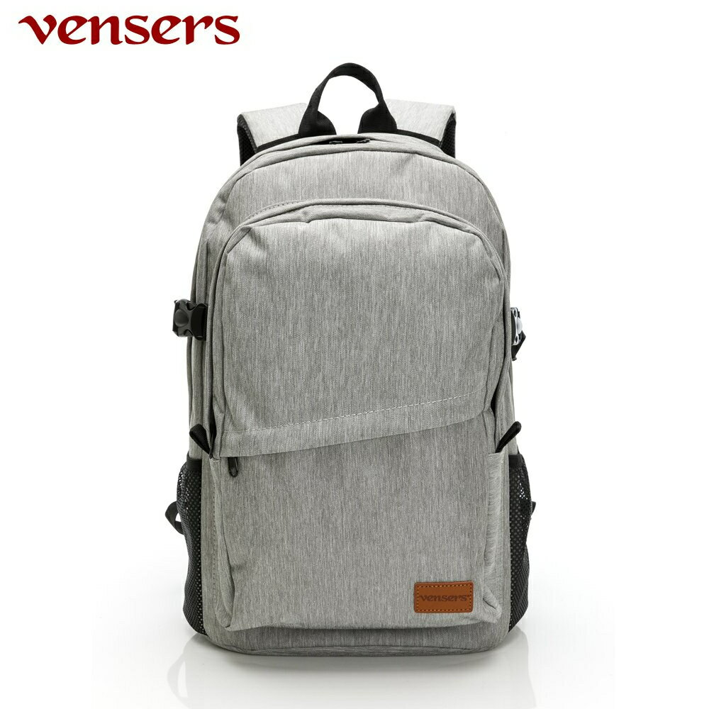 【vensers】都會風後背包 上班通勤包 休閒旅遊後背包 雙肩包 素色 簡約牛仔包(RC802802淺灰)
