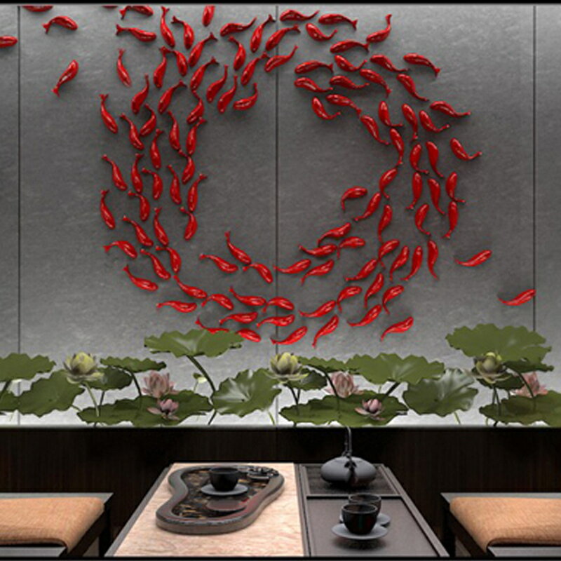 壁飾魚家居墻面裝飾品立體陶瓷墻上裝飾擺件創意客廳現代背景墻貼