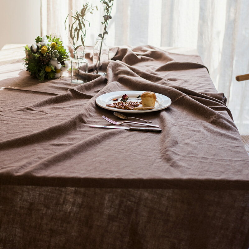 掬涵 素樸棉麻亞麻桌布復古做舊裝飾軟裝布藝美式日式法式禪意