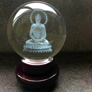 釋迦牟尼如來佛像透明水晶球家居風水鎮宅化煞擺件禮品 紀念品
