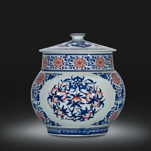 景德鎮陶瓷器花瓶名家手繪青花瓷釉里紅蓋罐仿古中式客廳裝飾擺件