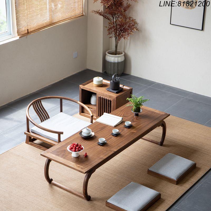 茶桌椅組 茶桌 榆木桌 實木桌椅 茶幾 泡茶臺 免運 開立發票 榻榻米茶桌簡約禪意茶幾實木小桌子飄窗書桌陽臺小矮炕桌家用 支援訂製 支援組裝
