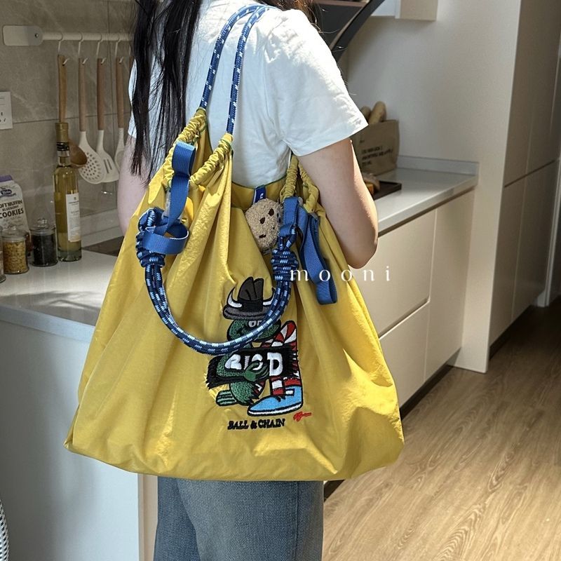 ball chain高圓圓同款上身日系卡通鱷魚刺繡環保袋購物袋刺繡尼龍 LPS/105 免運 快速出貨