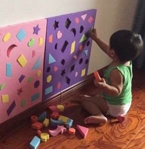 小班玩具積木桌面益智區墻面形狀幼兒園泡沫認知拼裝兒童配對防撞
