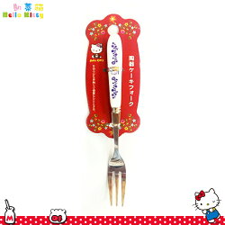 三麗鷗凱蒂貓Hello Kitty 陶瓷把手 不鏽鋼叉子蛋糕叉水果叉 陶瓷不鏽鋼餐具 日本進口正版 170293