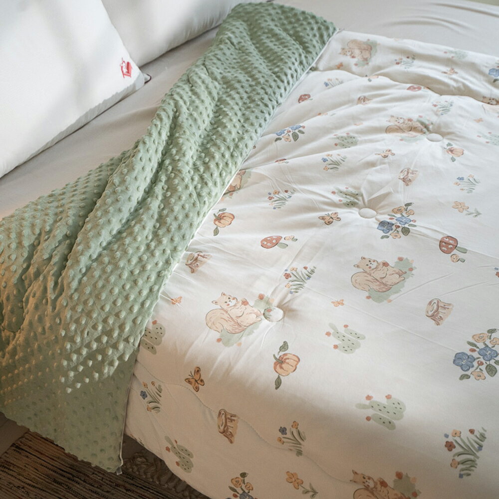 ins針織 點點被 松鼠花園 5X7尺  可單蓋 暖被 冬被 棉床本舖 媲美韓國棉被 4