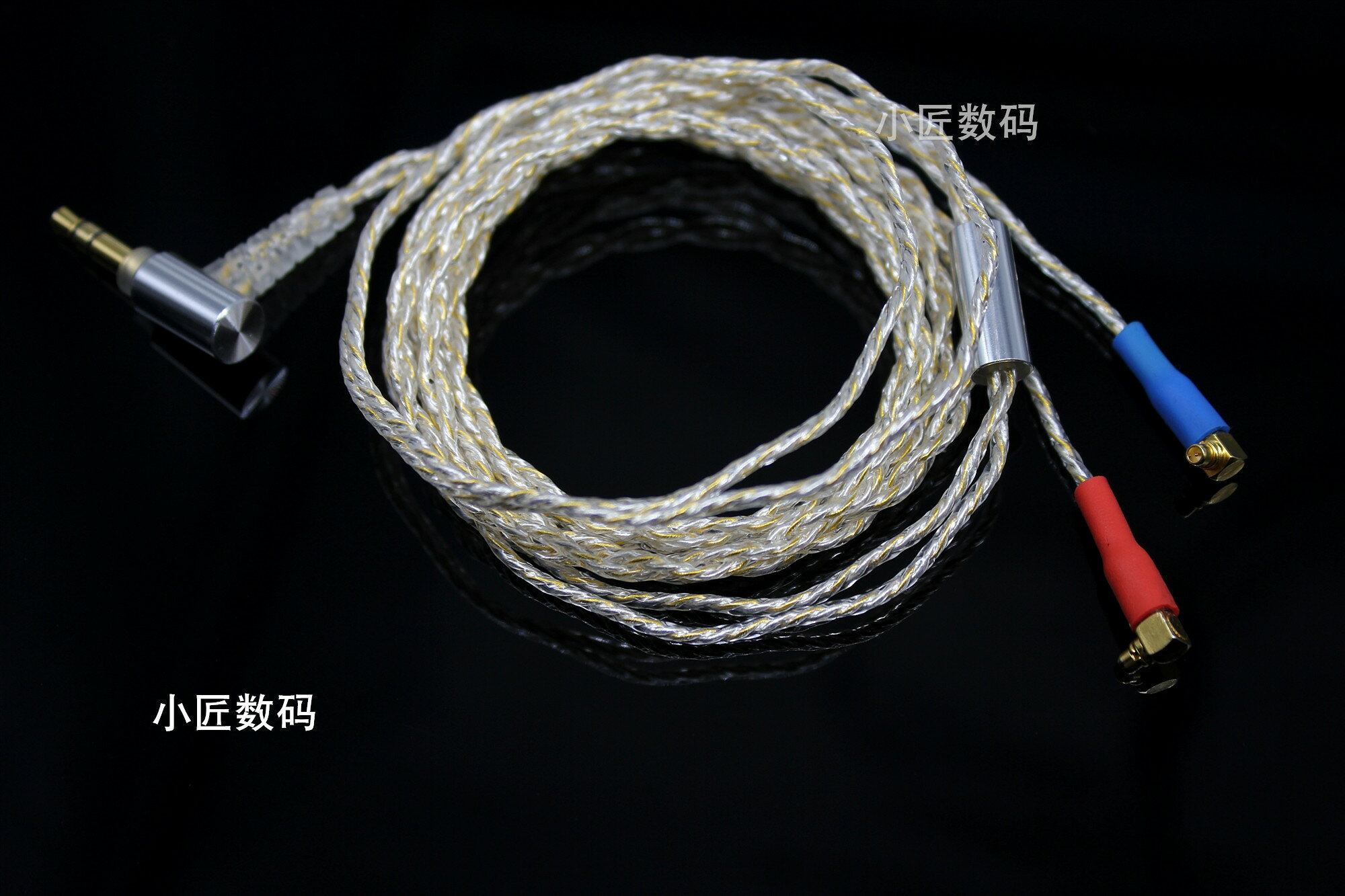 MMCX插針銅耳機線材 彎頭F7200 4100金銀混編耳機線材手工diy耳機