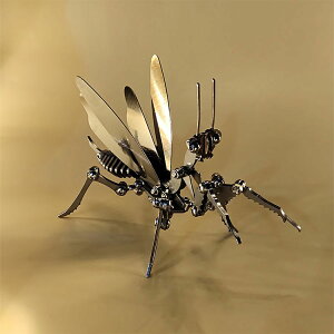 鋼螳螂金屬玩具之王拼裝模型成品不銹鋼靜態手工藝機 械昆蟲手藝人 交換禮物全館免運