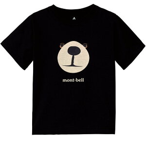 ├登山樂┤日本 mont-bell WIC. T-SHIRT 熊臉兒童排汗短袖-黑 # 1114257BK