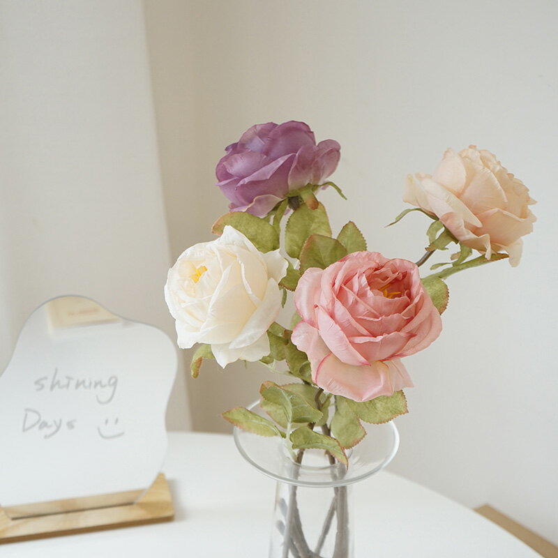 高檔玫瑰花仿真花假花客廳仿干花絹花裝飾擺件ins風花束花朵擺設