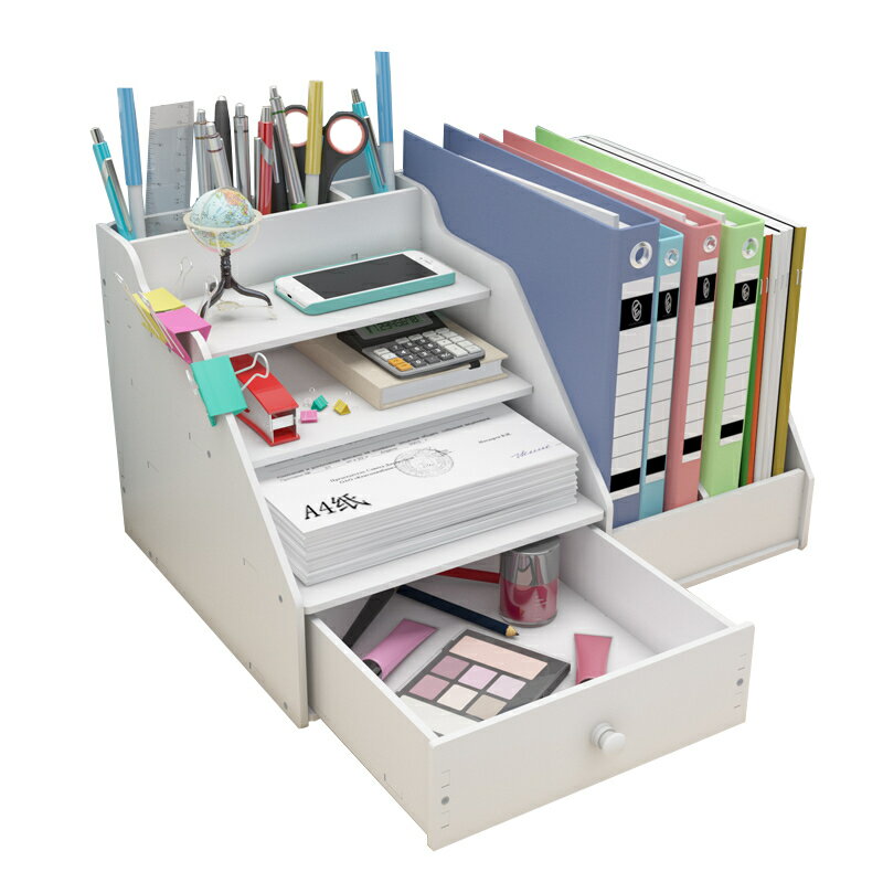 文件架辦公室用品桌面上創意立式分多三層a4文件夾收納盒抽屜式