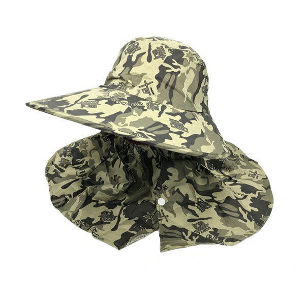 迷彩遮陽帽 夏日遮臉護頸披肩帽採茶釣魚帽 郊遊登山露營用品