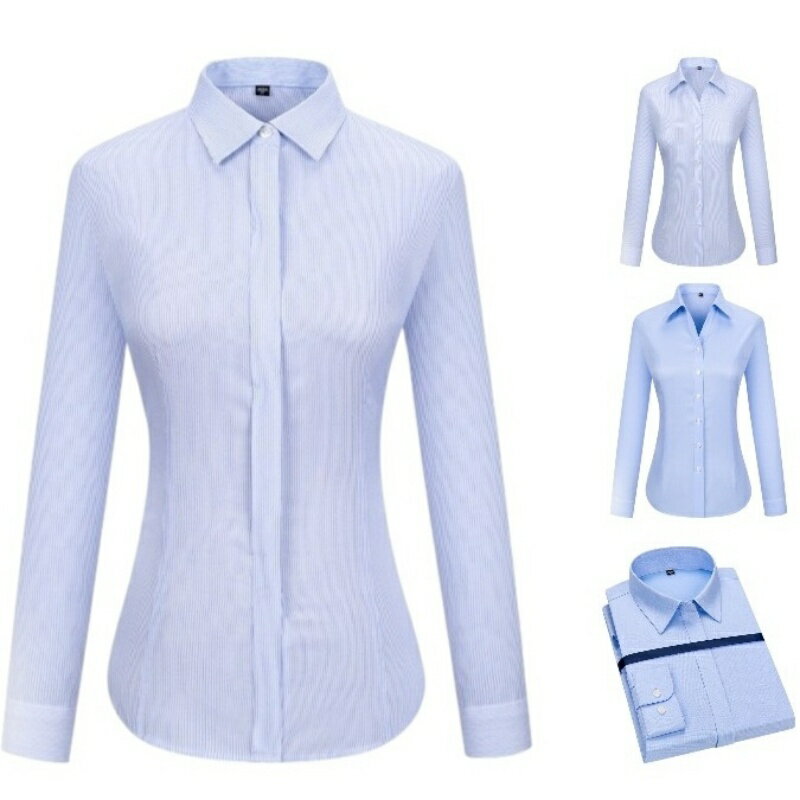 現貨+預購 女長袖襯衫高級白襯衫西裝外套休閒女上衣-通勤抗皺V字領女裝74lb59【獨家進口】【米蘭精品】