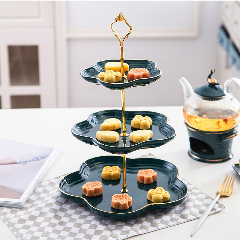 水果盤子客廳家用創意陶瓷網紅果盤北歐ins可愛花邊零食盤甜品盤