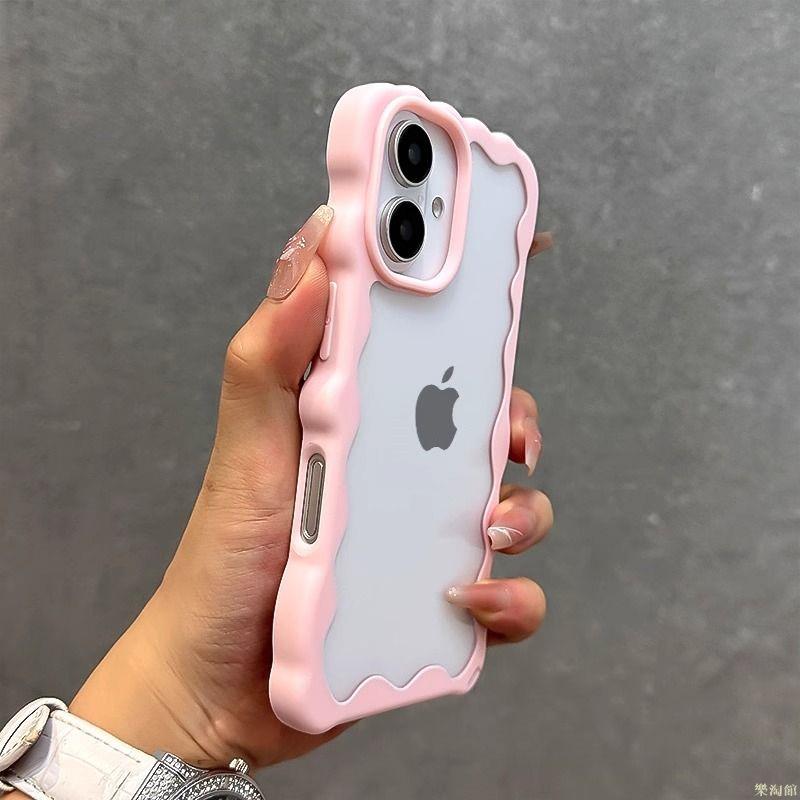 適用蘋果16手機殼墨鏡波浪紋邊iPhone16promax透明創意14亞克力15