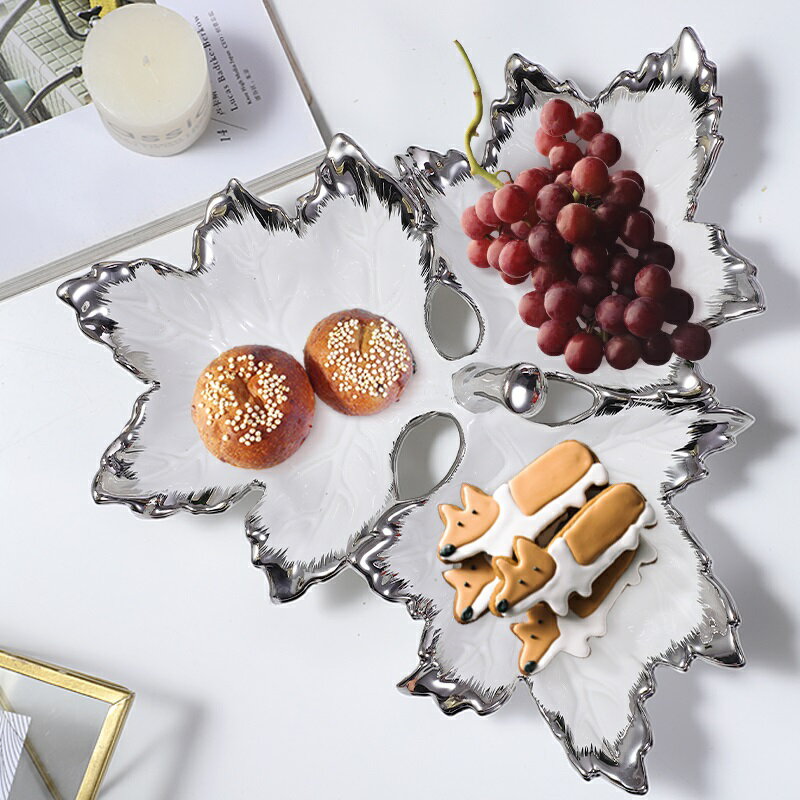 干果盤客廳 創意 家用個性美式輕奢現代茶幾擺件分格瓜子堅果盤