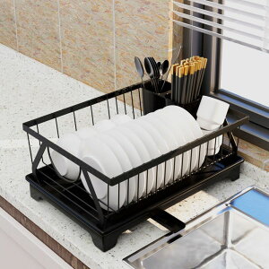 單層廚房臺面碗碟瀝水架免安裝筷子水杯餐具櫥柜內碗盤收納置物架