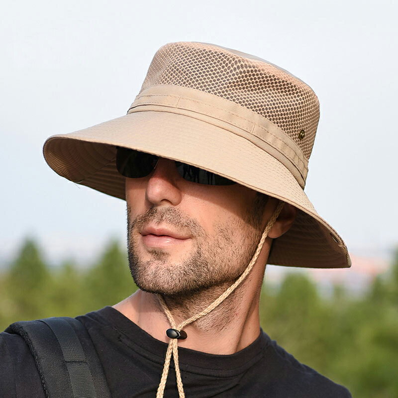 釣魚帽男士夏天防曬帽太陽帽夏季漁夫帽奔尼帽戶外徒步遮陽帽透氣