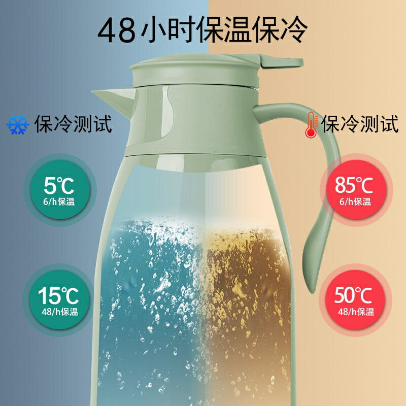 保溫暖水壺按壓式瓶熱水壺高顏值大容量女生家用攜帶戶外裝水玻璃 2