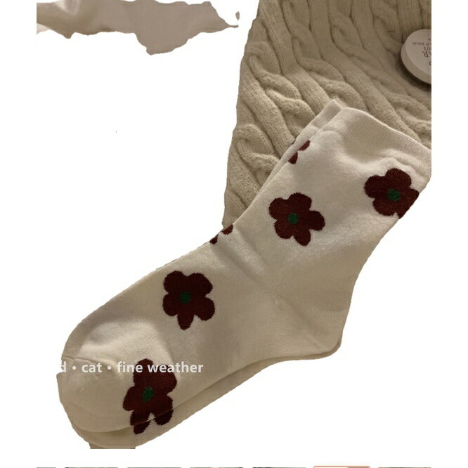 韓國撞色拼色日系ins潮襪子女中筒襪花花襪中筒棉襪 3