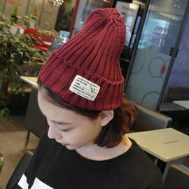 PS Mall【G1707】韓版潮流字母布標加厚毛線帽 毛帽 針織帽