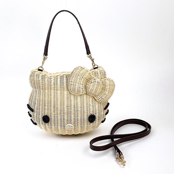 【震撼精品百貨】Hello Kitty 凱蒂貓~日本Sanrio三麗鷗 KITTY造型藤編織包-棕*28200