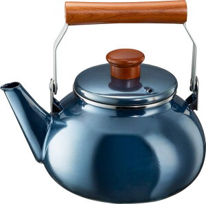 日本代購 空運 高木金屬 ONB-2.3KT 琺瑯 茶壺 2.3L 木柄 水壺 復古風 圓形 藍色 電磁爐可用