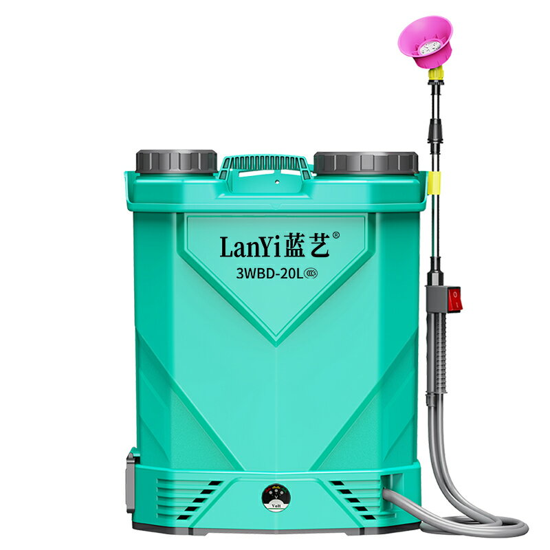 藍藝電動噴霧器新型雙泵高壓鋰電池背負式消毒農用果樹園林打藥機