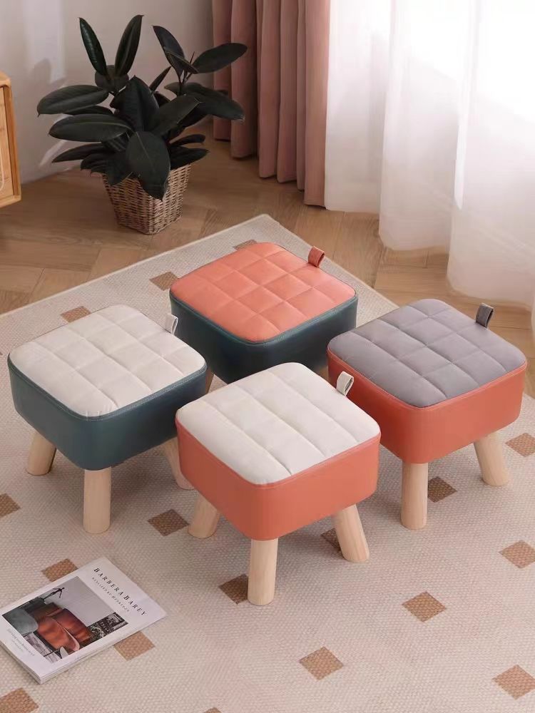 創意矮凳實木換鞋凳客廳沙發擱腳凳家用茶幾凳簡約方凳小椅子墩子