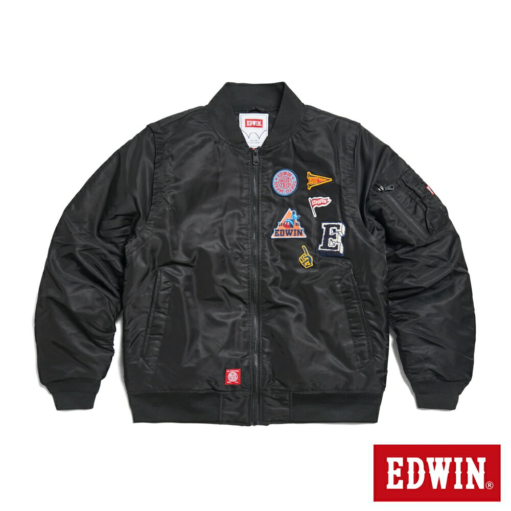 EDWIN 男款 可拆袖徽章防寒外套 (黑色)