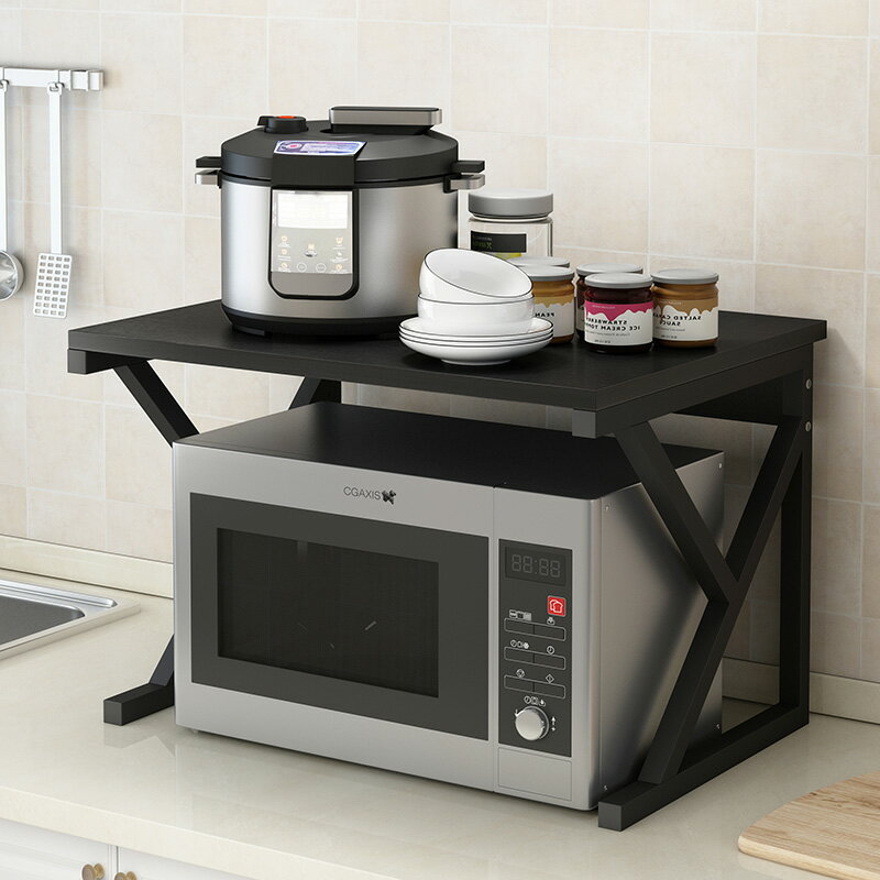 開發票 廚房置物架微波爐烤箱架子臺面雙層儲物調料味用品家用桌面收納架