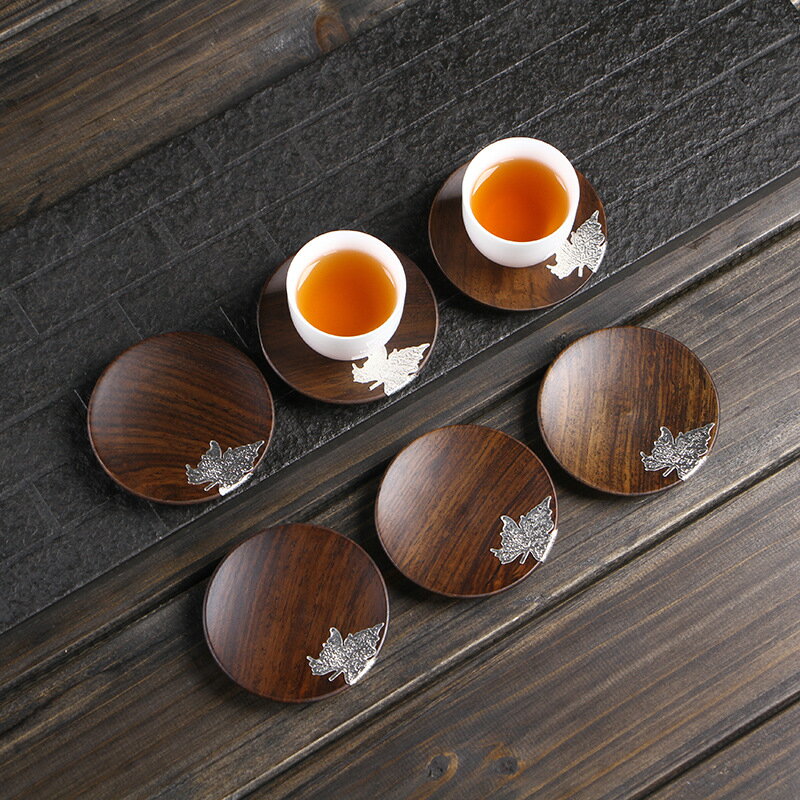 黑檀木茶杯墊中式復古創意茶杯托實木茶墊功夫茶道茶具配件隔熱墊