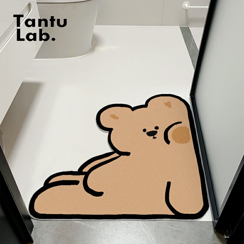 可愛卡通熊浴室地墊硅藻泥吸水腳墊速干衛生間門口墊TANTU研究所 全館免運