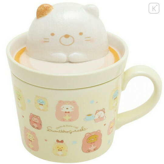 asdfkitty*日本san-x角落生物貓咪立體奶泡造型有蓋陶瓷馬克杯/收納罐-當擺飾也很好看唷-日本正版商品