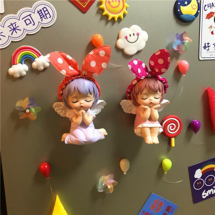 INS治愈系寶貝安妮可愛立體3D磁鐵天使少女心裝飾娃娃冰箱貼磁貼 免運開發票