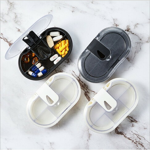 ISONA 日本Worldlife 食品級PP材質二合一兩用藥品藥丸膠囊收納盒 切藥器 防水藥盒 0