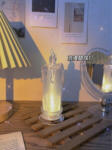 ins風仿真蠟燭led小夜燈臥室床頭燈情侶浪漫氛圍裝飾擺件餐廳飾品