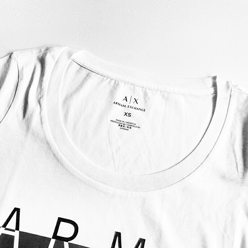 美國百分百【全新真品】Armani Exchange 短袖 棉質 T恤 AX 上衣 logo 女款 短T 白色 I111