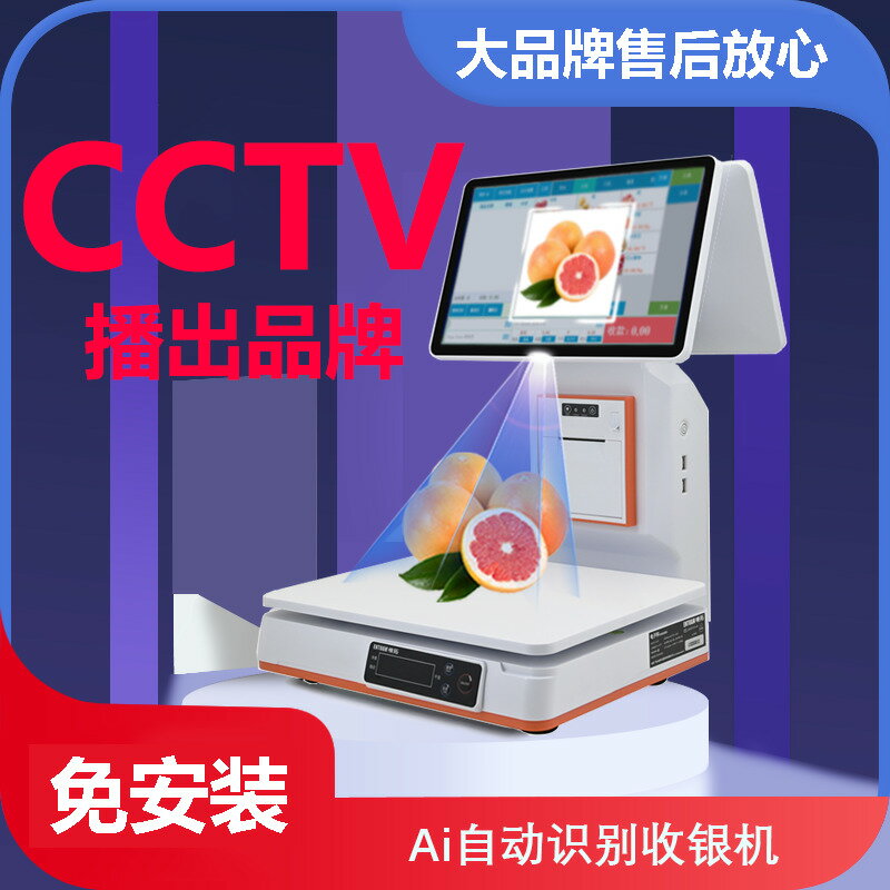【臺灣公司 可打統編】2025款自動識別收銀機Ai智慧雙屏收銀一體機水果零食蔬菜熟食零食便利店生鮮麻辣燙超市電子秤稱重收款系統