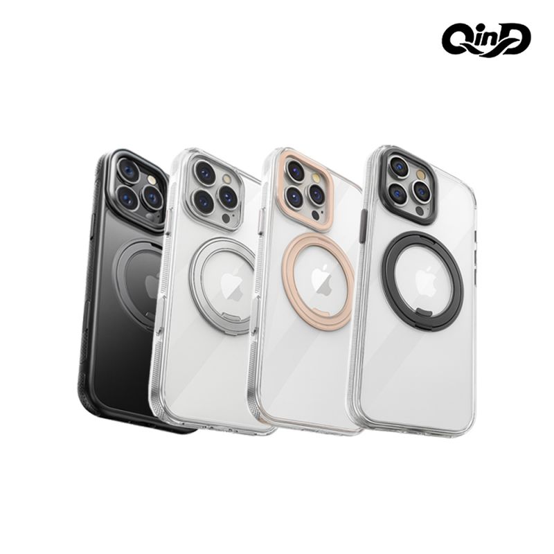 QinD Apple 蘋果 iPhone 16 Pro Max 旋轉磁吸支點殼(含相機鍵) 相機鍵全包覆 AI鍵全包覆 手機殼 保護殼 保護套 雙料殼 磁吸殼 支援 MagSafe