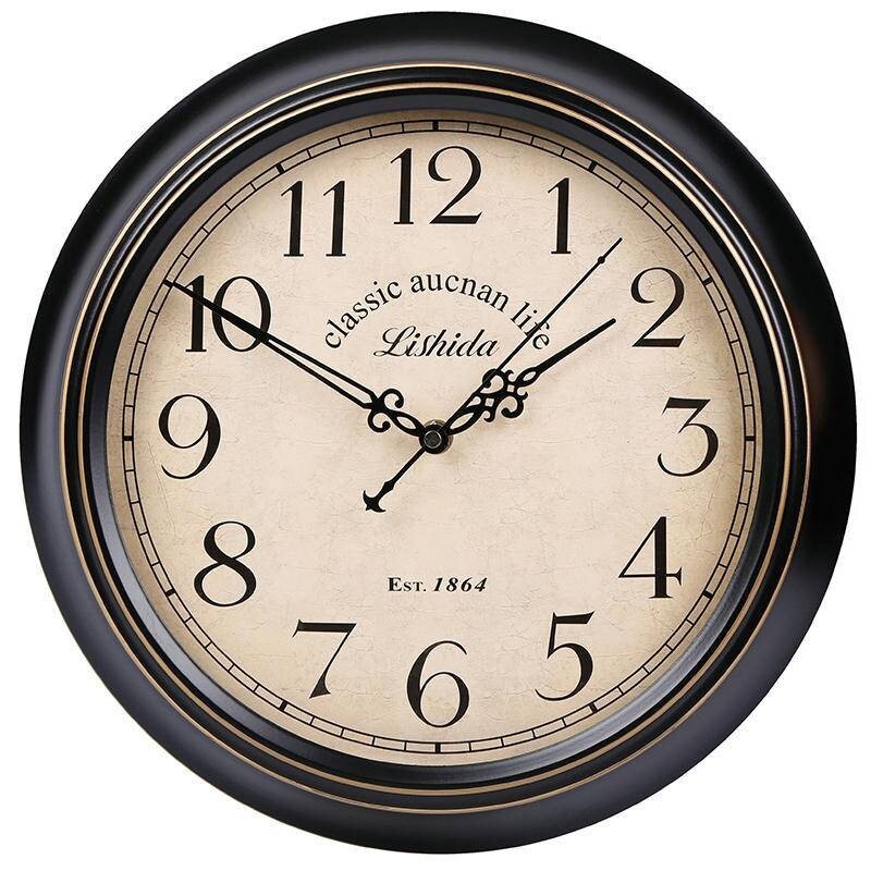 時鐘鐘錶裝潢掛鐘力時達美式復古靜音掛鐘客廳簡歐創意歐式掛表北歐藝術裝潢時鐘錶