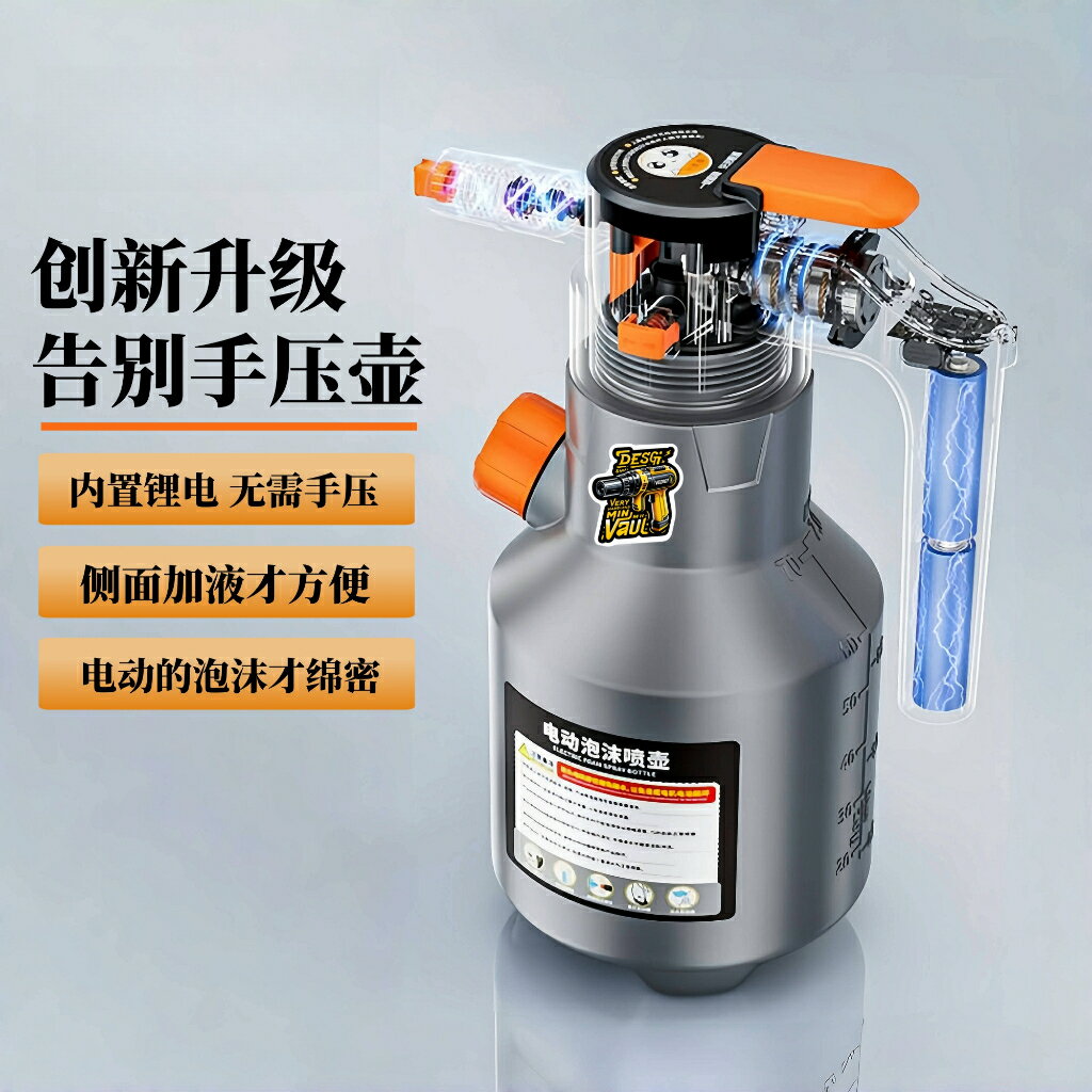 Vediot 2L 洗車機泡沫噴霧器 PA泡沫噴壺 可充電電動泡沫 氣壓式噴壺 高壓噴壺 噴霧用於汽車園藝房屋清潔